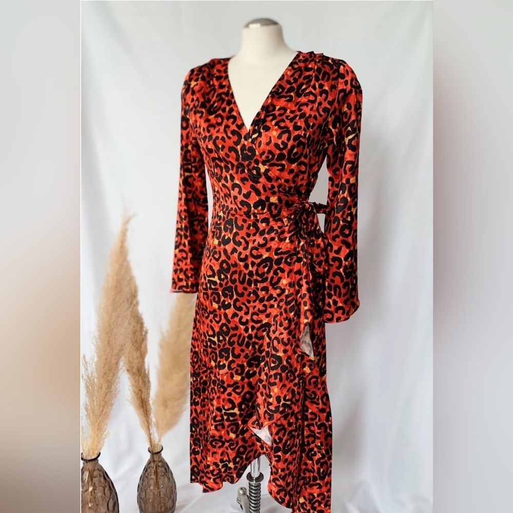 Angel Eye M 8 Nika Midi wrap dress NWT 👗 ✨️ Holiday Party Stretch Comfort